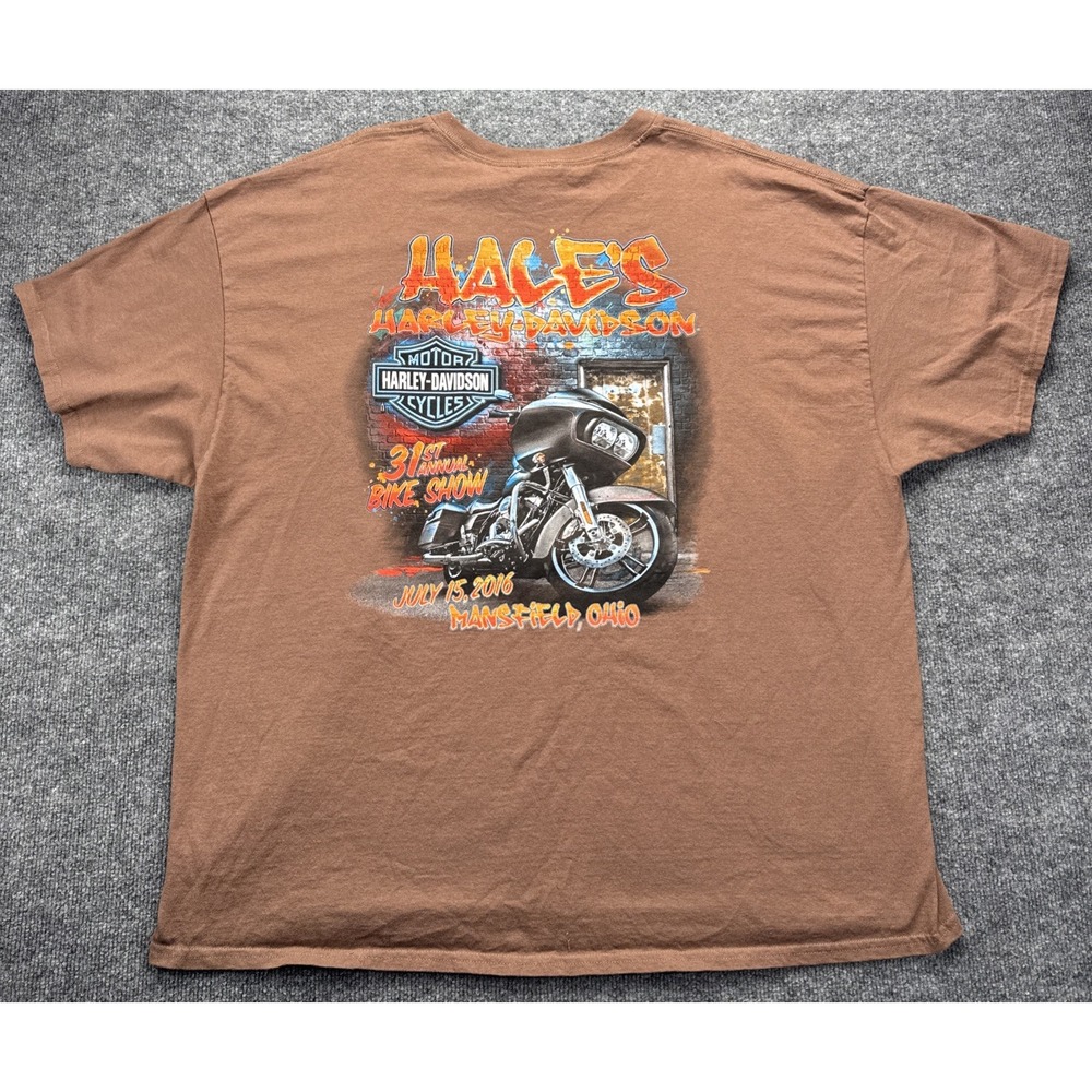 Harley Davidson Brown T-shirt Men's Size 3XL Hale's Hardly Davidson Mansfield Oh